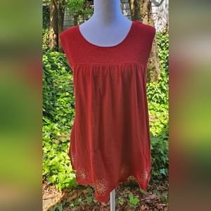 Women's Hannah Sleeveless Top with Screenprinted Daisies Size XL